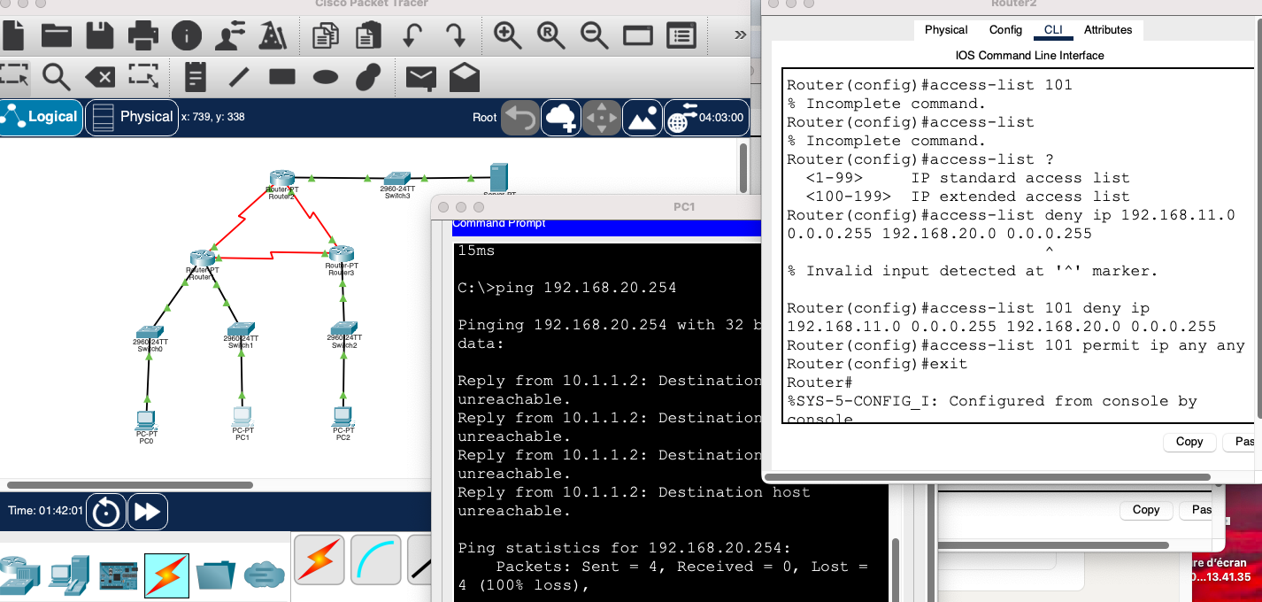 Ping bloqué après ACL